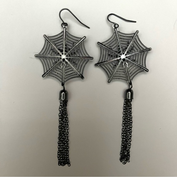 Black Spiderweb Earrings - Picture 2 of 2